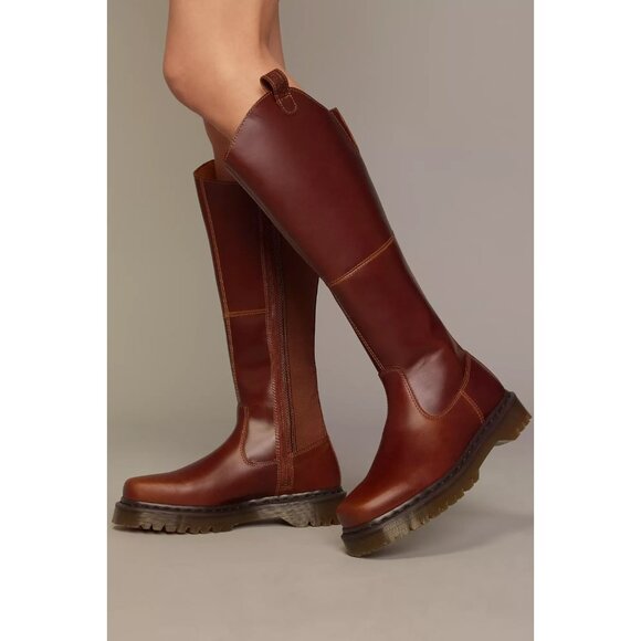 Dr. Martens Shoes - Dr. Martens Amaayah Knee-High Boots Burgundy Leather 8